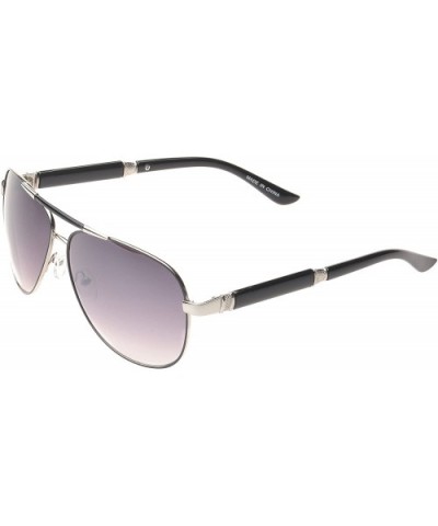 'Ashville' Double Bridge Aviator Fashion Sunglasses - Black - CO11PMFLEO1 $7.52 Aviator