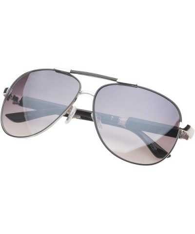 'Ashville' Double Bridge Aviator Fashion Sunglasses - Black - CO11PMFLEO1 $7.52 Aviator