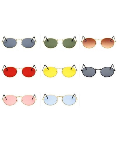 Retro Sunglasses Vintage Small Metal Oval Frame Colorful UV400 Mirror Travel 5 - 7 - C818YKUH7OD $7.45 Oval