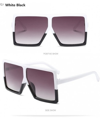 Designer Oversized Women Men Mirrored Sunglasses Hiphop Square Full Frame - White Black - CS188NEWZTW $10.42 Rimless