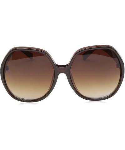 Women's LD277 Hexagon-Shaped Sunglasses with 100% UV Protection - 61 mm - Brown Clear - C218O30NOEU $36.74 Round