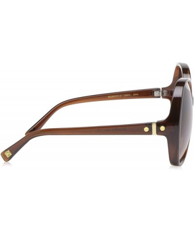 Women's LD277 Hexagon-Shaped Sunglasses with 100% UV Protection - 61 mm - Brown Clear - C218O30NOEU $36.74 Round