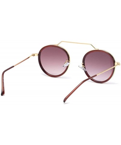 2020 Fashion Retro Round Sunglasses Men Women Full Frame Metal Sun shade glasses UV protection - Gold&brown - CE1925NTES8 $7....