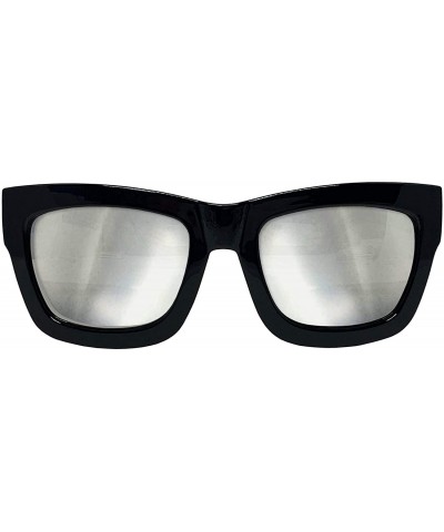 Vintage Inspired Geek Oversized Square Thick Horn Rimmed Eyeglasses Clear Lens - Black 30108 - CD199QYATM3 $7.39 Oversized