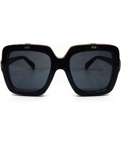 8020 Premium Oversize XXL Flip Up Steampunk Retro Vintage Bold Thick Frame Fashion Sunglasses - Black - C618HM7ALM6 $13.63 Ov...