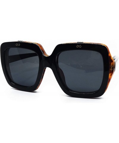 8020 Premium Oversize XXL Flip Up Steampunk Retro Vintage Bold Thick Frame Fashion Sunglasses - Black - C618HM7ALM6 $13.63 Ov...