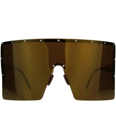 Extra Large Face Mask Color Mirror Futuristic Sunglasses - Gold Brown - CL180K70O3T $19.57 Shield