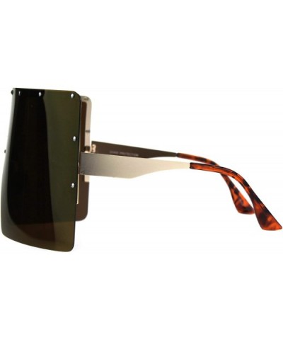 Extra Large Face Mask Color Mirror Futuristic Sunglasses - Gold Brown - CL180K70O3T $19.57 Shield