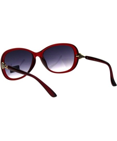 Womens Luxury 90s Oval Butterfly Rhinestone Ornament Hinge Sunglasses - Red Smoke - C118GZWMXN8 $10.92 Oval