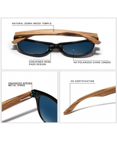 Natural Wood Polarized Sunglasses Mirror Lens Retro Wooden Frame Women Driving Sun Glasses - Brown Zebra Wood - CS194O39LOW $...