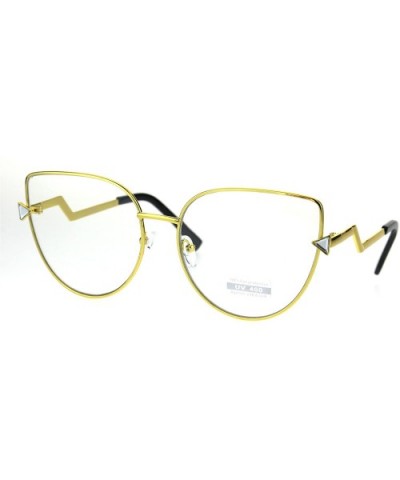 Clear Lens Lightening Bolt Crooked Arm Gothic Cat Eye Glasses - Gold - CZ185NNHUTX $11.33 Cat Eye