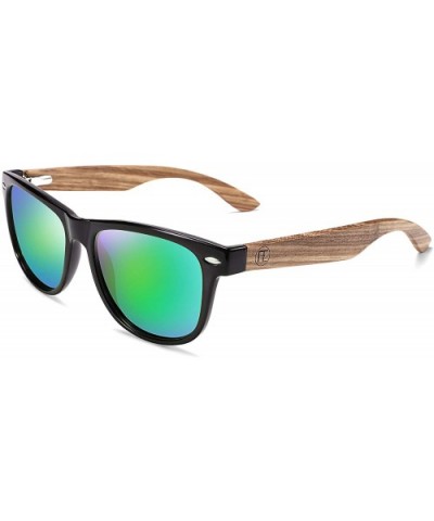 Men Polarized Wood Sunglasses HD UV400 Driving Fishing Golf Sunglasses B2448 - Zebrawood-green - C618K3YWZ6S $14.27 Wayfarer