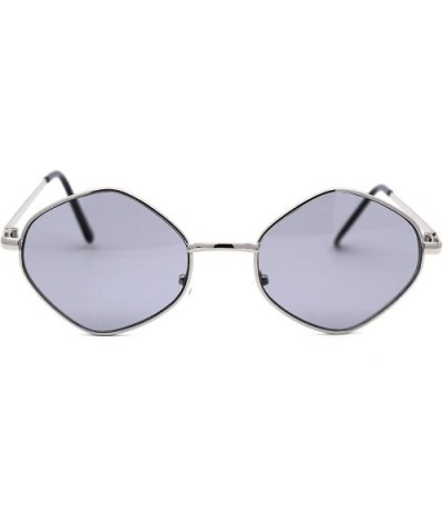 Retro Vintage Diamond Shape Metal Rim Hippie Sunglasses - Silver Grey - CA18Y930YGX $6.65 Square