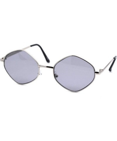 Retro Vintage Diamond Shape Metal Rim Hippie Sunglasses - Silver Grey - CA18Y930YGX $6.65 Square