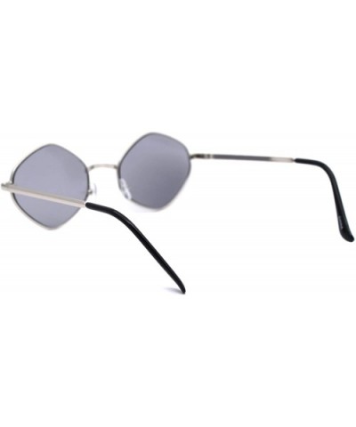 Retro Vintage Diamond Shape Metal Rim Hippie Sunglasses - Silver Grey - CA18Y930YGX $6.65 Square