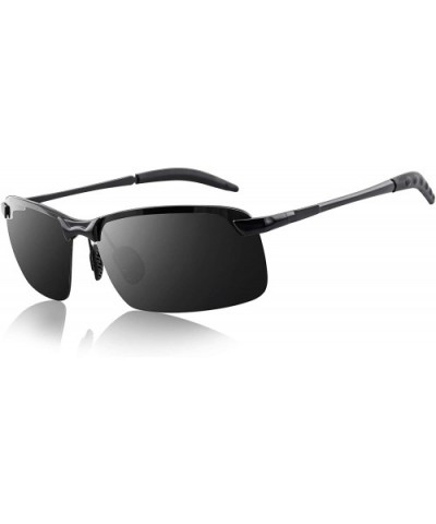 Polarized Sunglasses Protection Outdoor Classic - 1black Glasses - CN18W0G4S6G $5.22 Rimless