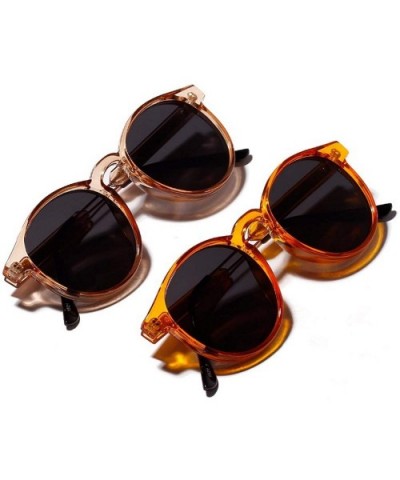Retro Classic Round Eye Sunglasses Fashion Women Luxury Vintage Mirror Yellow Eyewear Metal Frame Sun Glasses - 1 - CR198ZLW0...