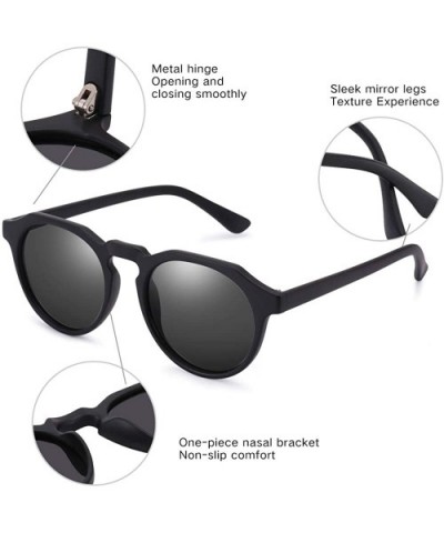 Classic Round Polarized Sunglasses for Men 2 Pairs Fashion Shades PZ4367 - Black + Blue - C7192ET62E8 $13.77 Round