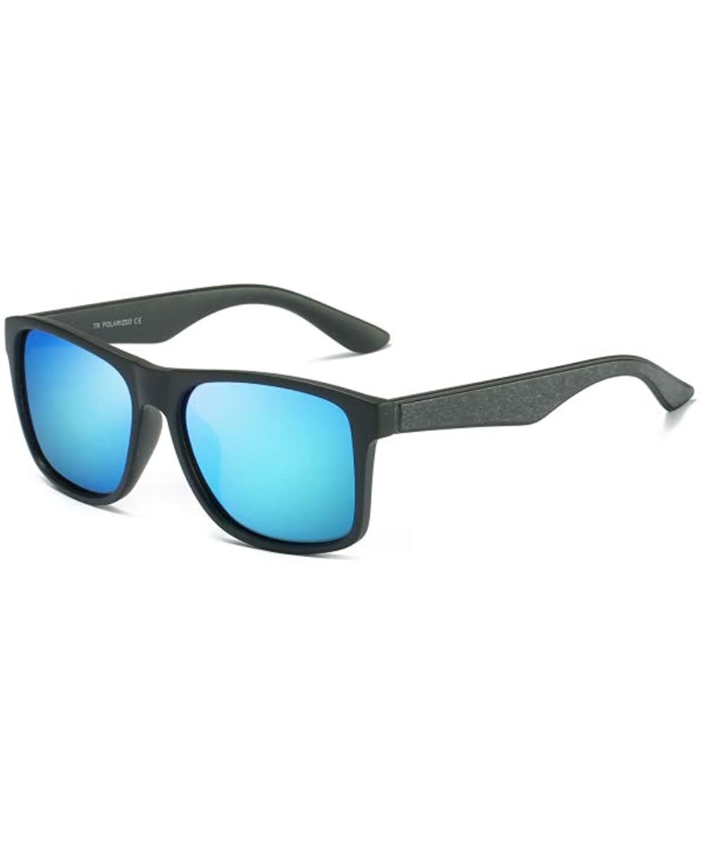 Hd Polarized UV400 Vintage Men Sunglasses Retro Rectangular Ultralight Glasses - Reflective Blue - CN18OX8NIE8 $13.46 Square