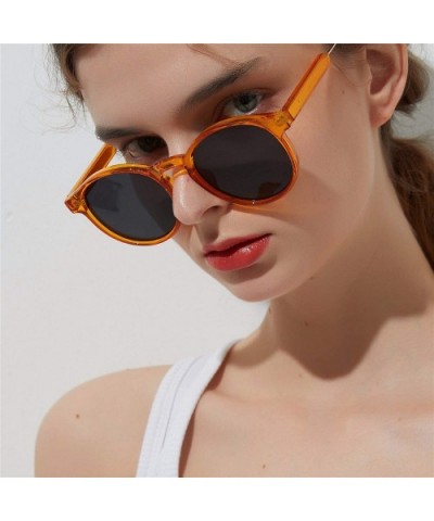 Retro Classic Round Eye Sunglasses Fashion Women Luxury Vintage Mirror Yellow Eyewear Metal Frame Sun Glasses - 1 - CR198ZLW0...