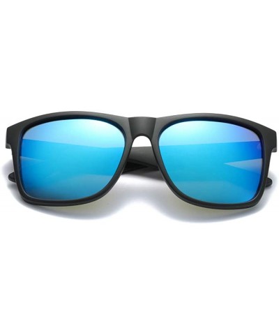 Hd Polarized UV400 Vintage Men Sunglasses Retro Rectangular Ultralight Glasses - Reflective Blue - CN18OX8NIE8 $13.46 Square