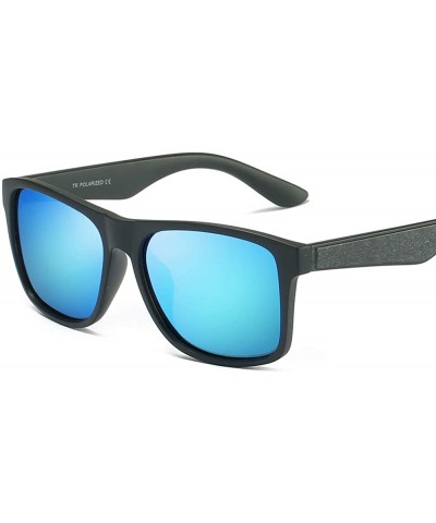 Hd Polarized UV400 Vintage Men Sunglasses Retro Rectangular Ultralight Glasses - Reflective Blue - CN18OX8NIE8 $13.46 Square