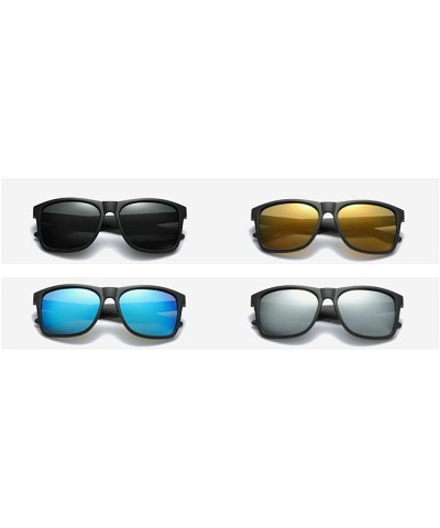 Hd Polarized UV400 Vintage Men Sunglasses Retro Rectangular Ultralight Glasses - Reflective Blue - CN18OX8NIE8 $13.46 Square