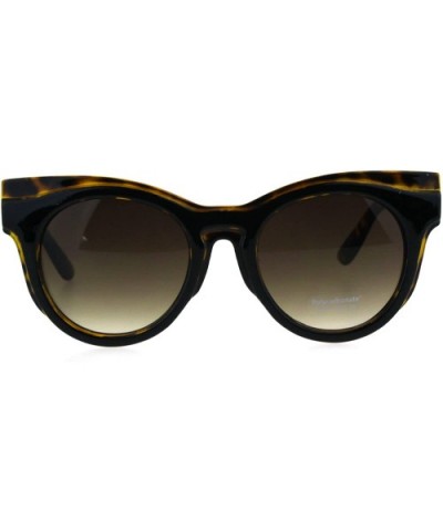 Womens Brow Diva Designer Cat Eye Round Plastic Retro Sunglasses - Tortoise - CY185DSG83Q $8.84 Cat Eye