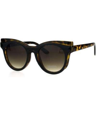 Womens Brow Diva Designer Cat Eye Round Plastic Retro Sunglasses - Tortoise - CY185DSG83Q $8.84 Cat Eye