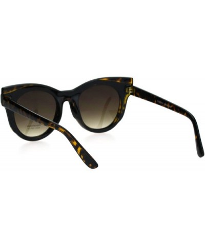 Womens Brow Diva Designer Cat Eye Round Plastic Retro Sunglasses - Tortoise - CY185DSG83Q $8.84 Cat Eye