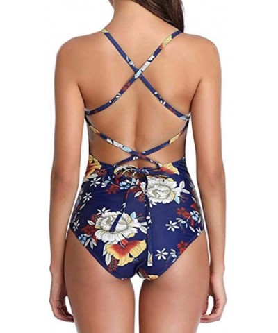 Casual Swimsuits for Womens Swimming Costume Padded Swimsuit Monokini Push Up Bikini Sets Swimwear - A1-navy - CA18RED335R $1...