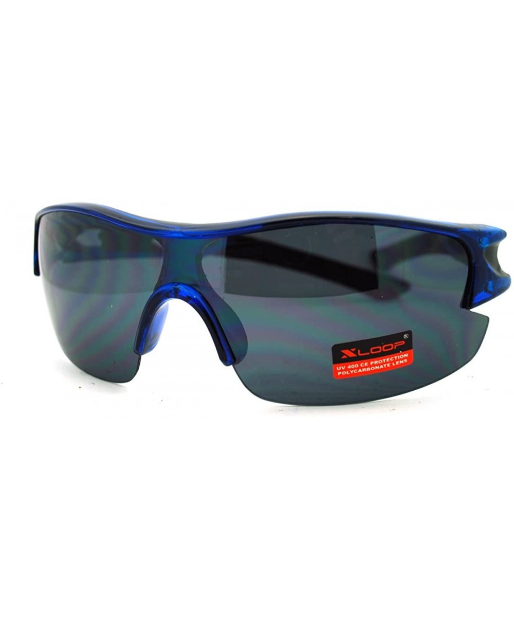 Mens Sports Sunglasses Lite Half Rim Wrap Around Frame - Blue - CC11GPCT48D $7.30 Sport