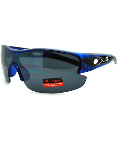 Mens Sports Sunglasses Lite Half Rim Wrap Around Frame - Blue - CC11GPCT48D $7.30 Sport