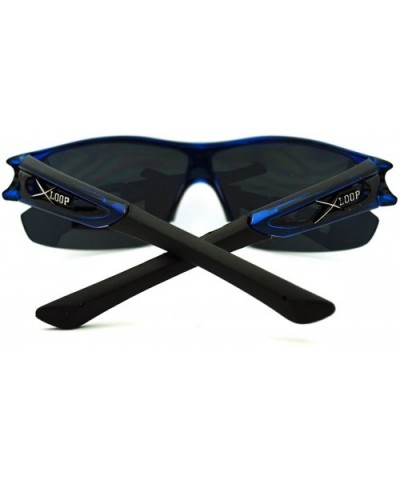 Mens Sports Sunglasses Lite Half Rim Wrap Around Frame - Blue - CC11GPCT48D $7.30 Sport