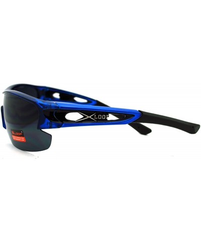 Mens Sports Sunglasses Lite Half Rim Wrap Around Frame - Blue - CC11GPCT48D $7.30 Sport