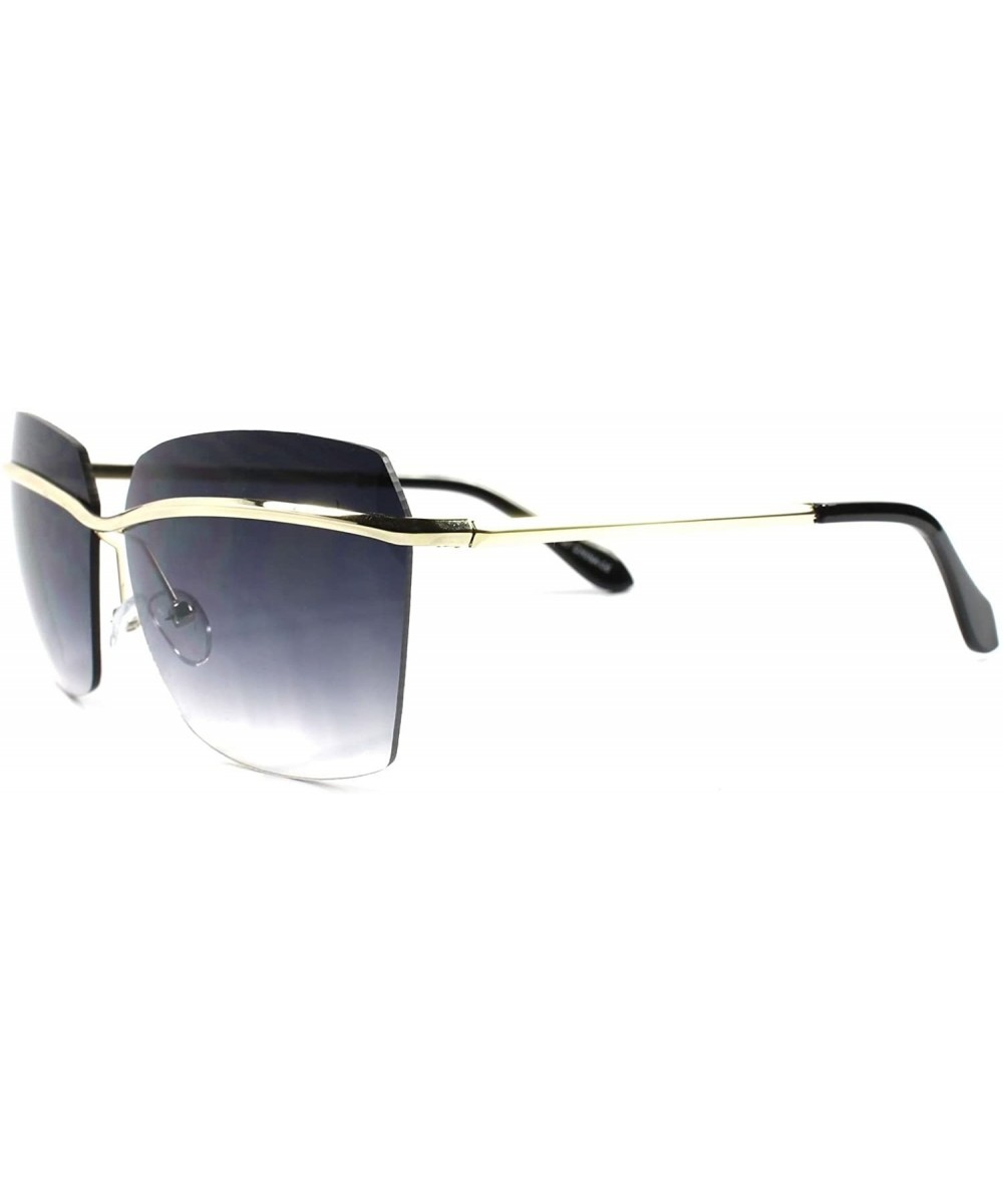 Stylish Modern Celebrity Upscale Rimless Sexy Womens Designer Sunglasses - Gold - C2188Y5A7KM $8.51 Square