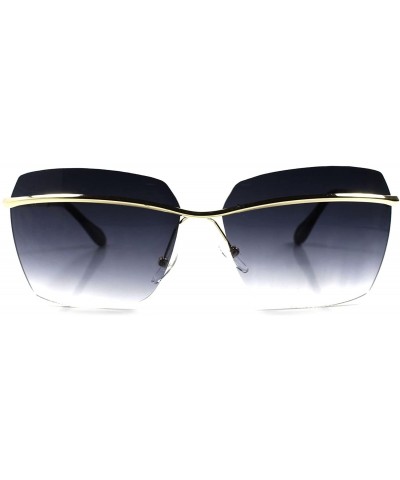 Stylish Modern Celebrity Upscale Rimless Sexy Womens Designer Sunglasses - Gold - C2188Y5A7KM $8.51 Square