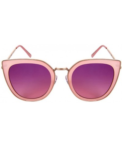 Square Cat Eye Sunnies w/Flat Ocean Color Lens 3306-FLOCR - Jelly Pink - CS1836I8YIX $5.92 Square