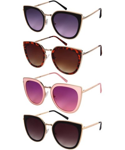 Square Cat Eye Sunnies w/Flat Ocean Color Lens 3306-FLOCR - Jelly Pink - CS1836I8YIX $5.92 Square