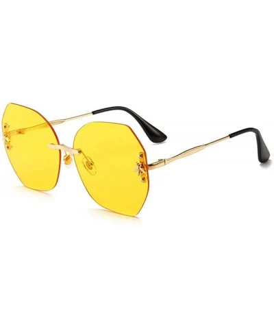 Fashion Little Bee Sunglasses Square Frameless Personality Color Film Sunglasses Men And Women Face Glasses - CM18X0CEC03 $37...