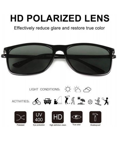 Retro Ultra Light Polarized Sunglasses for Men Women - Glossy Black Frame / Green Lens - CI18UGU8HN0 $11.40 Square