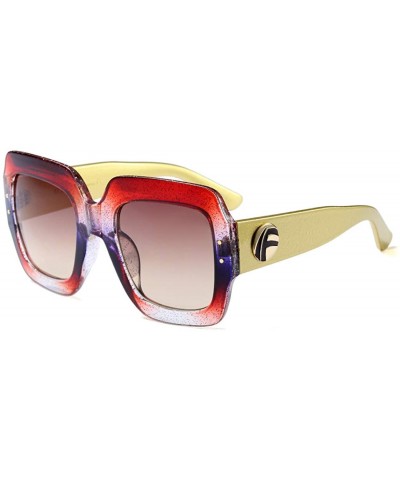 Oversized Square Sunglasses Women Inspired Multi Tinted Frame Fashion Modern Shades - C6 - CN188IXCROX $10.18 Oversized