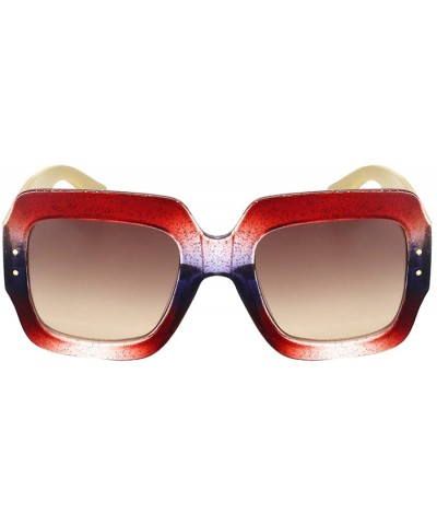 Oversized Square Sunglasses Women Inspired Multi Tinted Frame Fashion Modern Shades - C6 - CN188IXCROX $10.18 Oversized