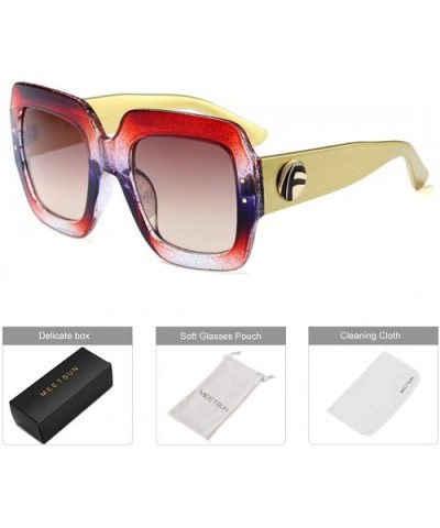 Oversized Square Sunglasses Women Inspired Multi Tinted Frame Fashion Modern Shades - C6 - CN188IXCROX $10.18 Oversized