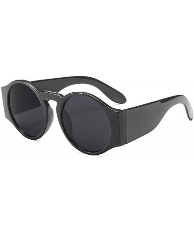 Round Sunglasses for Women Hippie Vintage Circle Frame - 02 Grey Lens/Black Frame - C118GWSSNEZ $8.35 Round