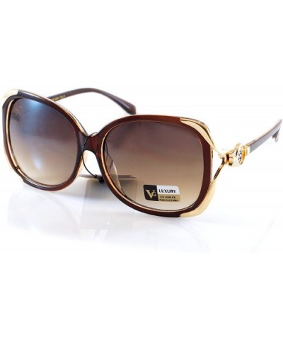Luxury Rhinestone Ribbon Jewel Temple Oversize Butterfly Sunglasses A219 - Brown/ Brown Gr - CN18H8OEM92 $10.23 Butterfly