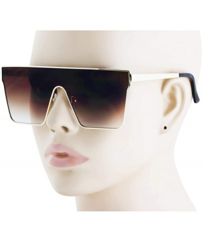 Vintage Oversized Sunglasses Gradient Protection - Brown - C418X690KUL $8.76 Aviator