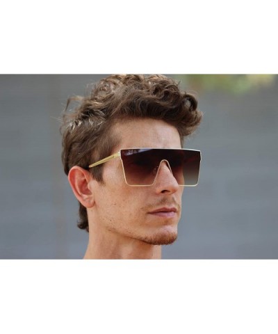 Vintage Oversized Sunglasses Gradient Protection - Brown - C418X690KUL $8.76 Aviator