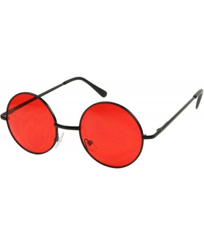 Retro John Lennon Style Sunglasses Round Colorful Tint Groovy Hippie Wire Shades - Black Frame / Red Lens - CQ18CAG5LR7 $7.24...