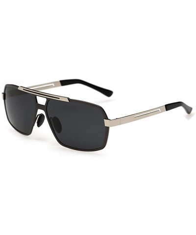 Luxury Brand Mens Sunglasses Thin Metal Frame Aviator Lens 56 mm - Silver/Black - CL1228LA1FX $20.57 Rimless